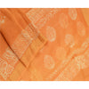 Sanskriti Vintage Dupatta Long Stole Pure Silk Orange Hijab Batik Work Scarves