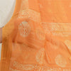 Sanskriti Vintage Dupatta Long Stole Pure Silk Orange Hijab Batik Work Scarves