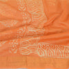 Sanskriti Vintage Dupatta Long Stole Pure Silk Orange Hijab Batik Work Scarves