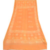 Sanskriti Vintage Dupatta Long Stole Pure Silk Orange Hijab Batik Work Scarves