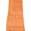 Sanskriti Vintage Dupatta Long Stole Pure Silk Orange Hijab Batik Work Scarves