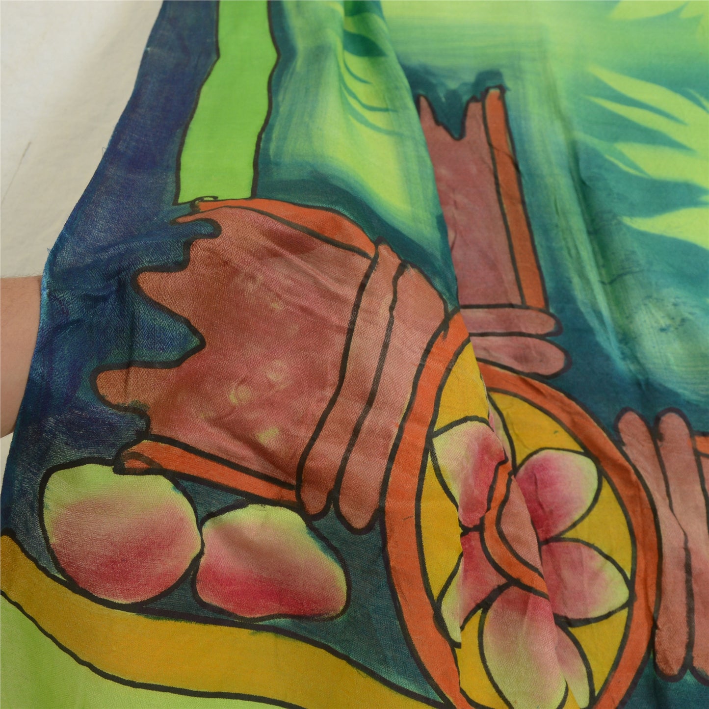 Санскрити Винтаж Длинный Зеленый Дупатта/Палантин Искусство Шелковый Зеленый Хиджаб Печатный Шарф