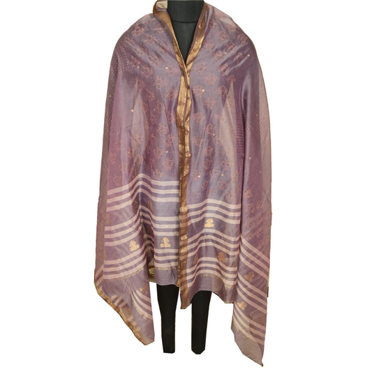 Sanskriti Vintage Long Dupatta Stole Blend Silk Blue Hand-Block Printed Woven