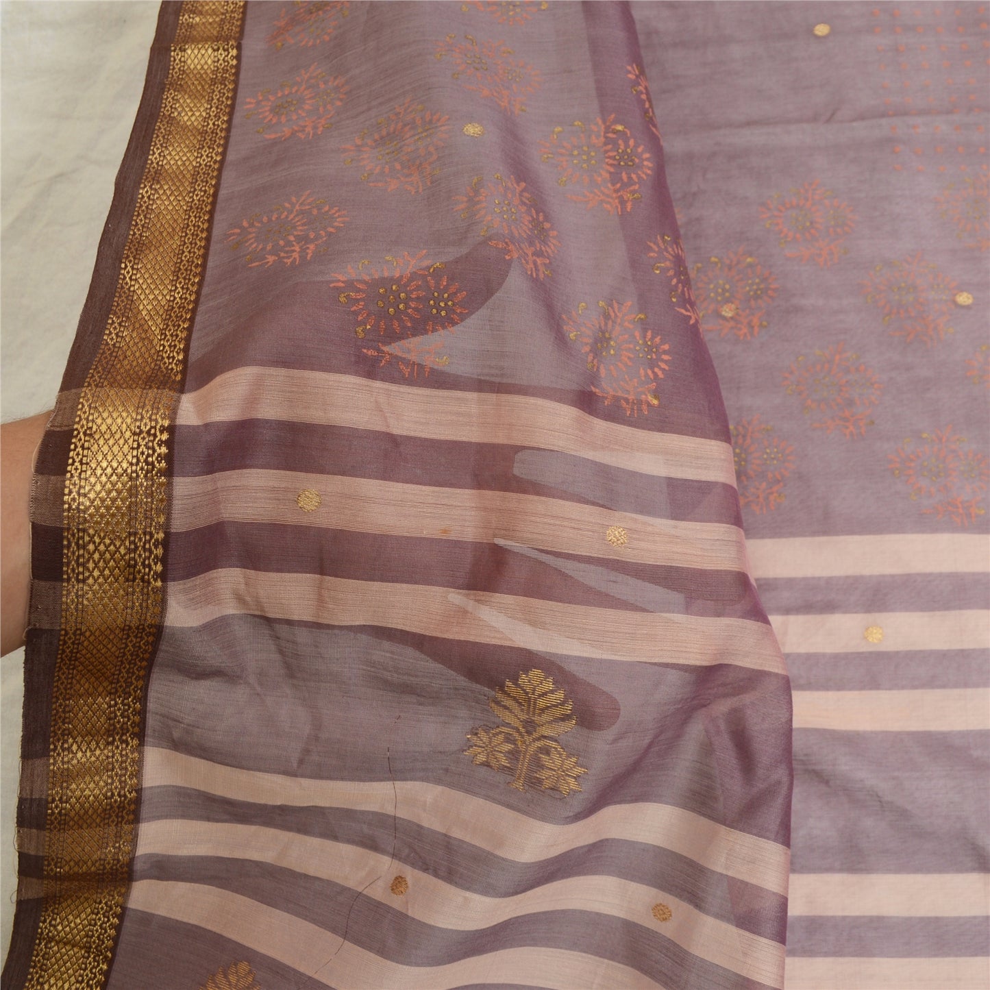 Санскрити Винтаж Длинный палантин Дупатта из смеси шелка синего цвета с ручным принтом