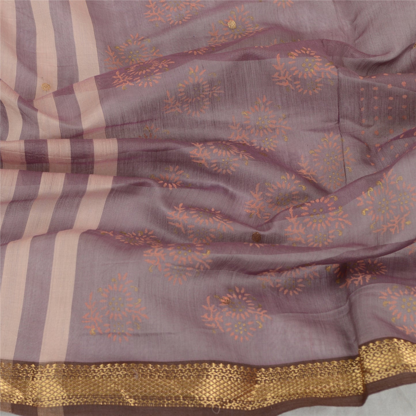 Санскрити Винтаж Длинный палантин Дупатта из смеси шелка синего цвета с ручным принтом