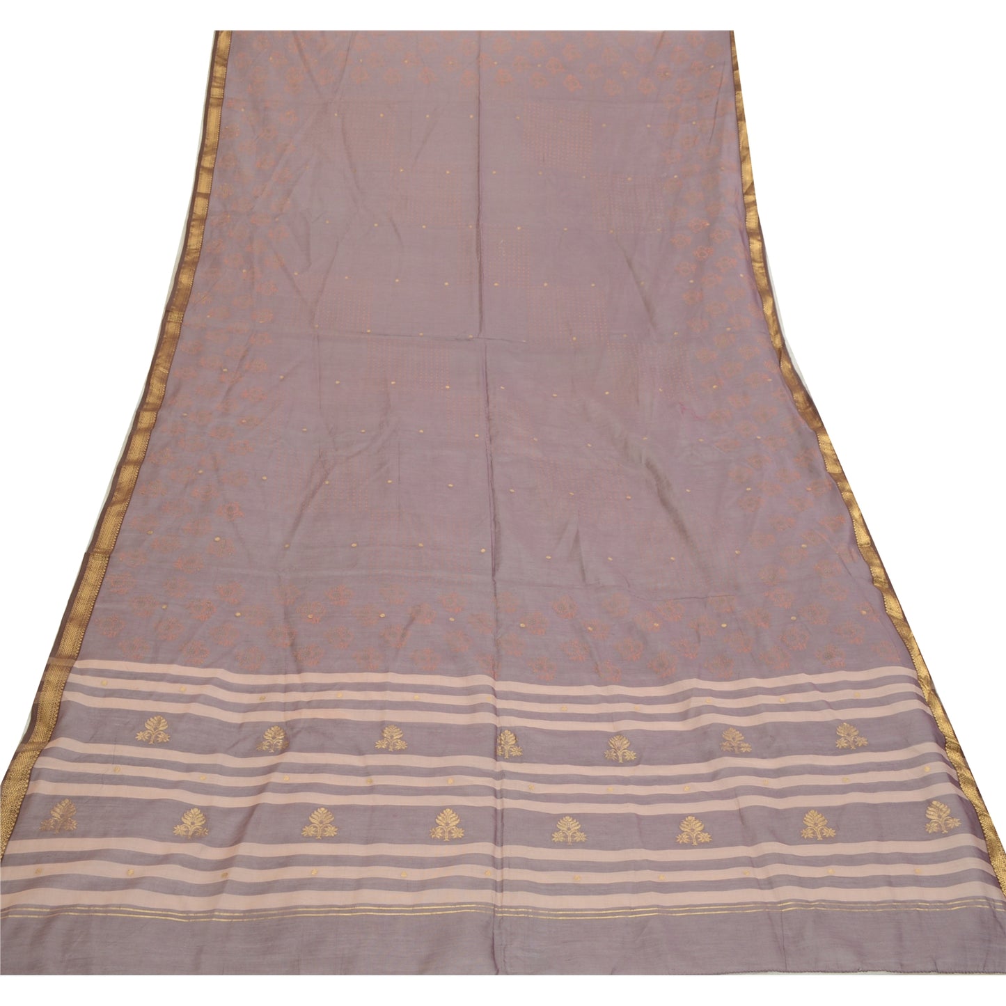 Санскрити Винтаж Длинный палантин Дупатта из смеси шелка синего цвета с ручным принтом