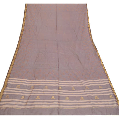 Санскрити Винтаж Длинный палантин Дупатта из смеси шелка синего цвета с ручным принтом