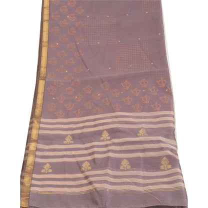 Санскрити Винтаж Длинный палантин Дупатта из смеси шелка синего цвета с ручным принтом