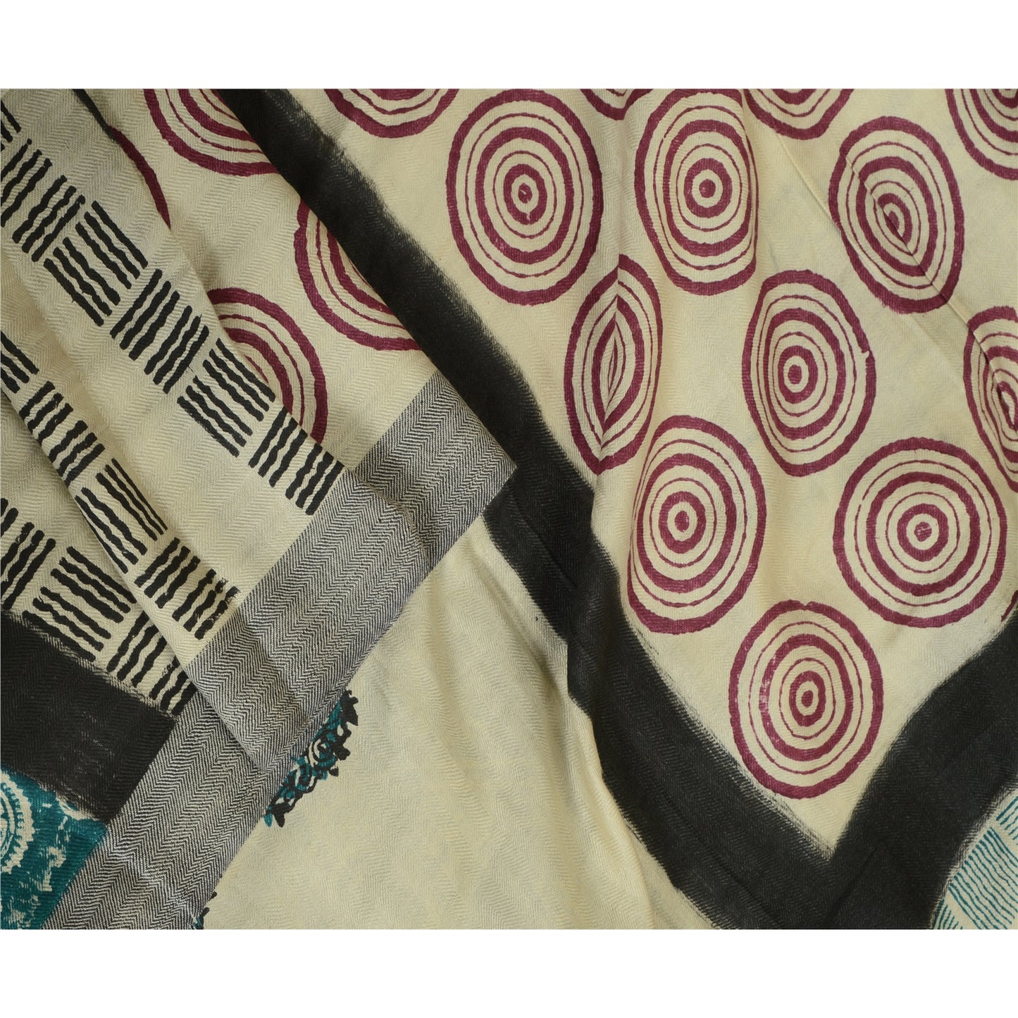 Санскритский винтажный длинный палантин дупатта из хлопка и шелка цвета слоновой кости с ручным принтом хиджаб