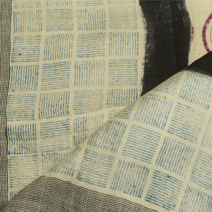 Санскритский винтажный длинный палантин дупатта из хлопка и шелка цвета слоновой кости с ручным принтом хиджаб