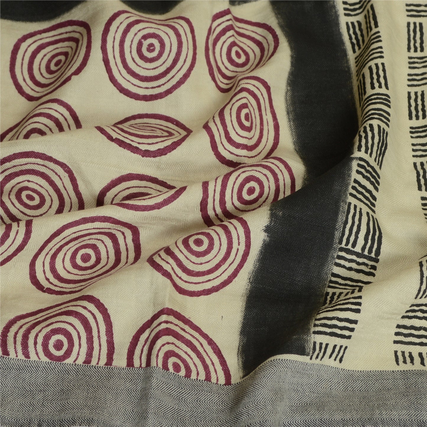 Санскритский винтажный длинный палантин дупатта из хлопка и шелка цвета слоновой кости с ручным принтом хиджаб