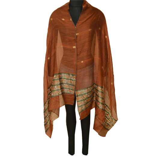 Санскритский винтажный оранжевый художественный шелковый дупатта длинный палантин ручной работы с бисером тканые шарфы