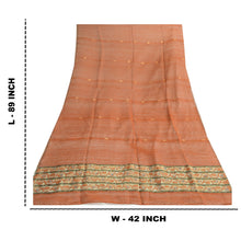 Load image into Gallery viewer, Sanskriti Vintage Orange Art Silk Dupatta Long Stole Hand Beaded Woven Scarves
