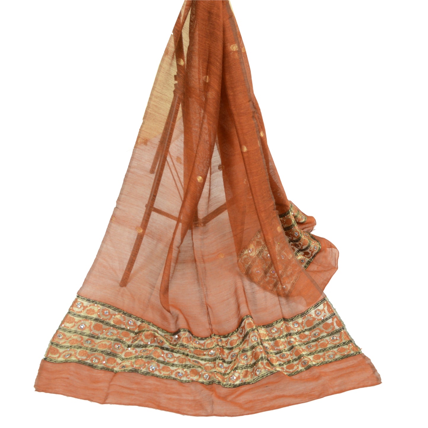 Санскритский винтажный оранжевый художественный шелковый дупатта длинный палантин ручной работы с бисером тканые шарфы