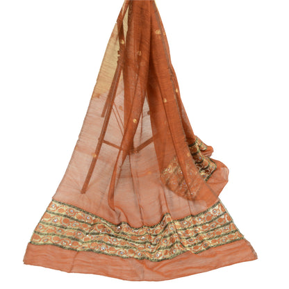 Санскритский винтажный оранжевый художественный шелковый дупатта длинный палантин ручной работы с бисером тканые шарфы