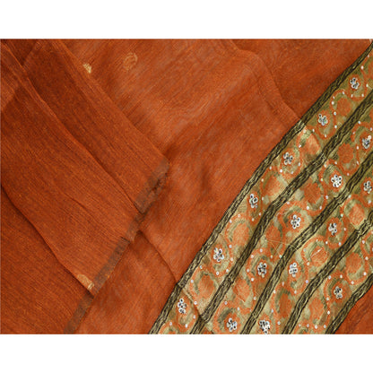 Санскритский винтажный оранжевый художественный шелковый дупатта длинный палантин ручной работы с бисером тканые шарфы