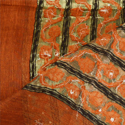 Санскритский винтажный оранжевый художественный шелковый дупатта длинный палантин ручной работы с бисером тканые шарфы