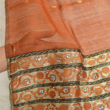 Load image into Gallery viewer, Sanskriti Vintage Orange Art Silk Dupatta Long Stole Hand Beaded Woven Scarves
