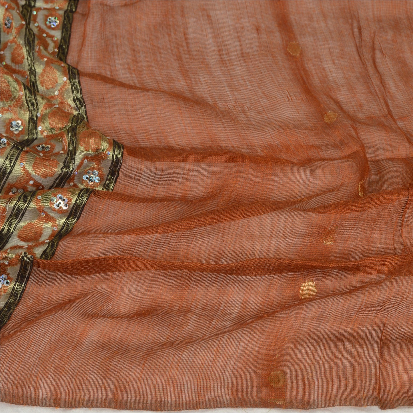 Санскритский винтажный оранжевый художественный шелковый дупатта длинный палантин ручной работы с бисером тканые шарфы
