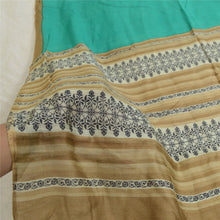 Load image into Gallery viewer, Sanskriti Vintage Dupatta Long Stole Brown/Turquoise Pure Silk Printed Scarves

