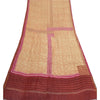 Санскрити Винтаж Кремовый/Темно-красный Длинный Палантин Дупатта Чистый Шелковый Набивной Шарф