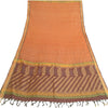 Sanskriti Vintage Saffron/Dark Red Long Dupatta Stole Blend Silk Woven Scarves