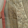 Sanskriti Vintage Ivory/Grey Long Dupatta/Stole Pure Chanderi Silk Print/Painted
