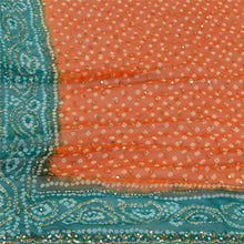 Load image into Gallery viewer, Sanskriti Vintage Green Long Dupatta/Stole Pure Georgette Silk Handmade Bandhani
