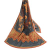 Sanskriti Vintage Grey/Brick Red Long Dupatta Stole Pure Cotton Printed Scarves