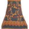 Sanskriti Vintage Grey/Brick Red Long Dupatta Stole Pure Cotton Printed Scarves