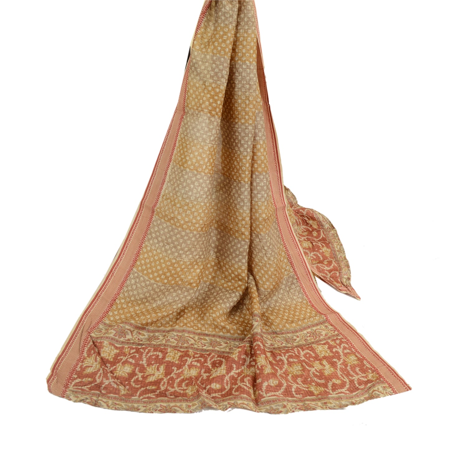 Sanskriti Vintage Long Dupatta Stole 100% Pure Silk Hijab Printed Wrap Scarves