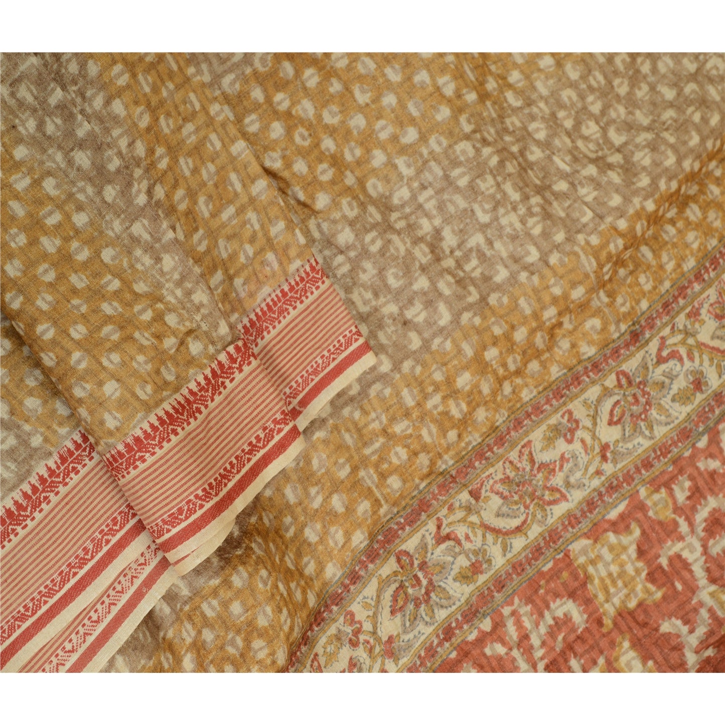 Sanskriti Vintage Long Dupatta Stole 100% Pure Silk Hijab Printed Wrap Scarves