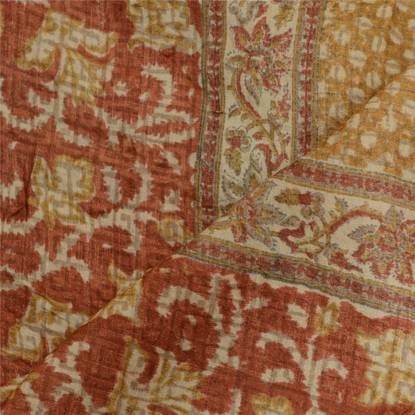 Sanskriti Vintage Long Dupatta Stole 100% Pure Silk Hijab Printed Wrap Scarves