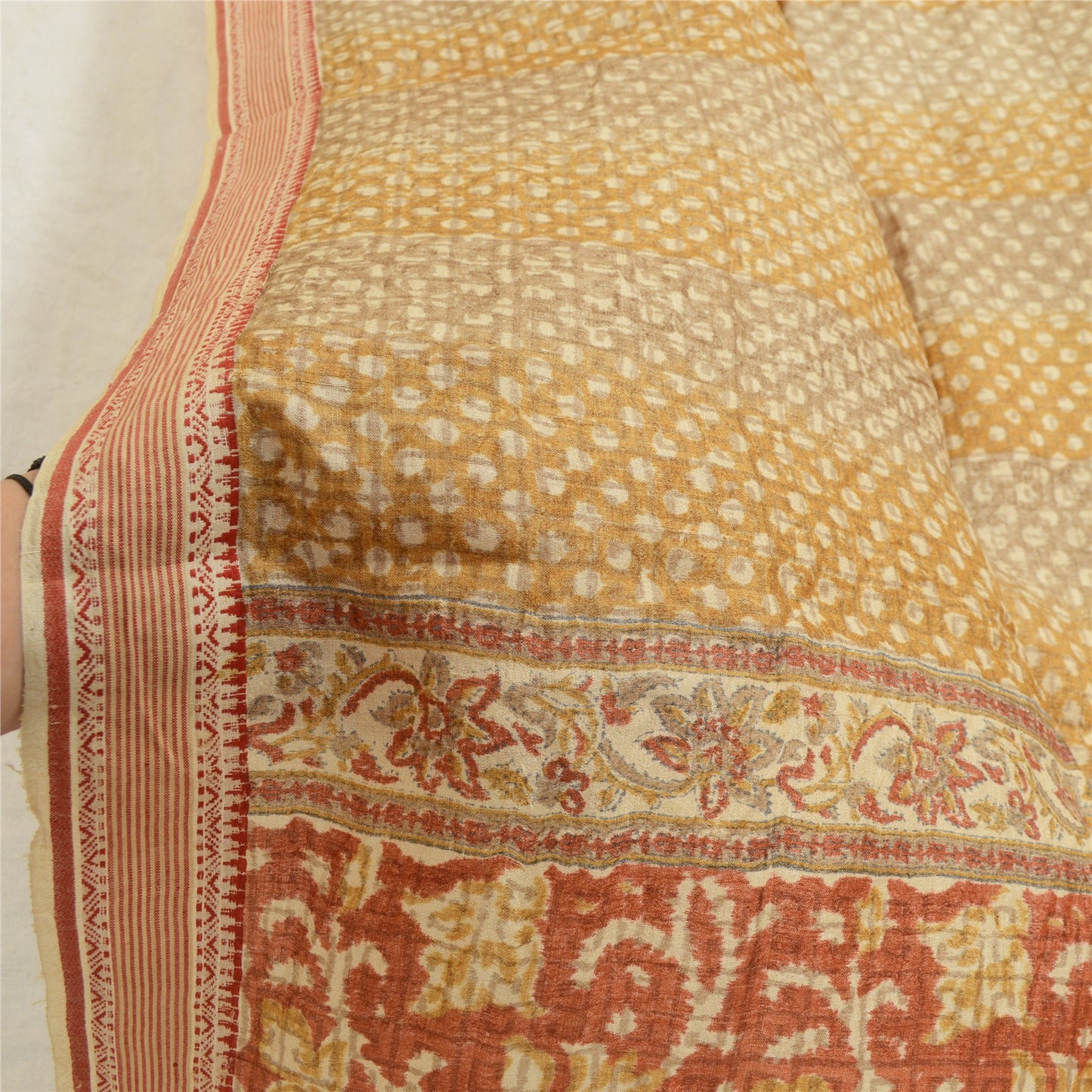 Sanskriti Vintage Long Dupatta Stole 100% Pure Silk Hijab Printed Wrap Scarves