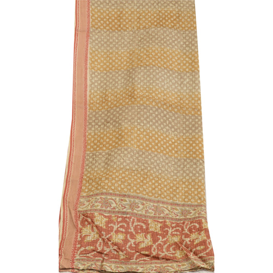 Sanskriti Vintage Long Dupatta Stole 100% Pure Silk Hijab Printed Wrap Scarves