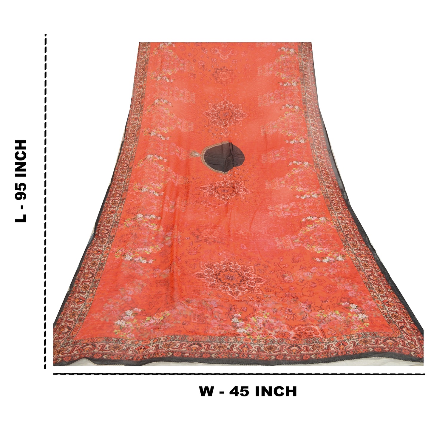 Sanskriti Vintage Rød Lang Dupatta Stole Blend Georgette Digitalt Trykte Tørklæder