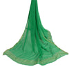 Sanskriti Vintage Green Long Dupatta/Stole Pure Georgette Silk Woven Zari Veil