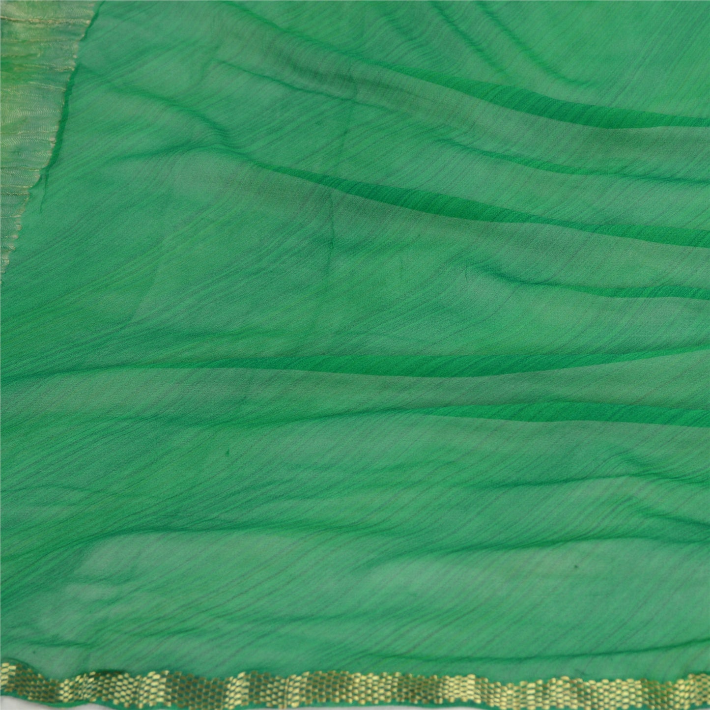 Sanskriti Vintage Green Long Dupatta/Stole Pure Georgette Silk Woven Zari Veil
