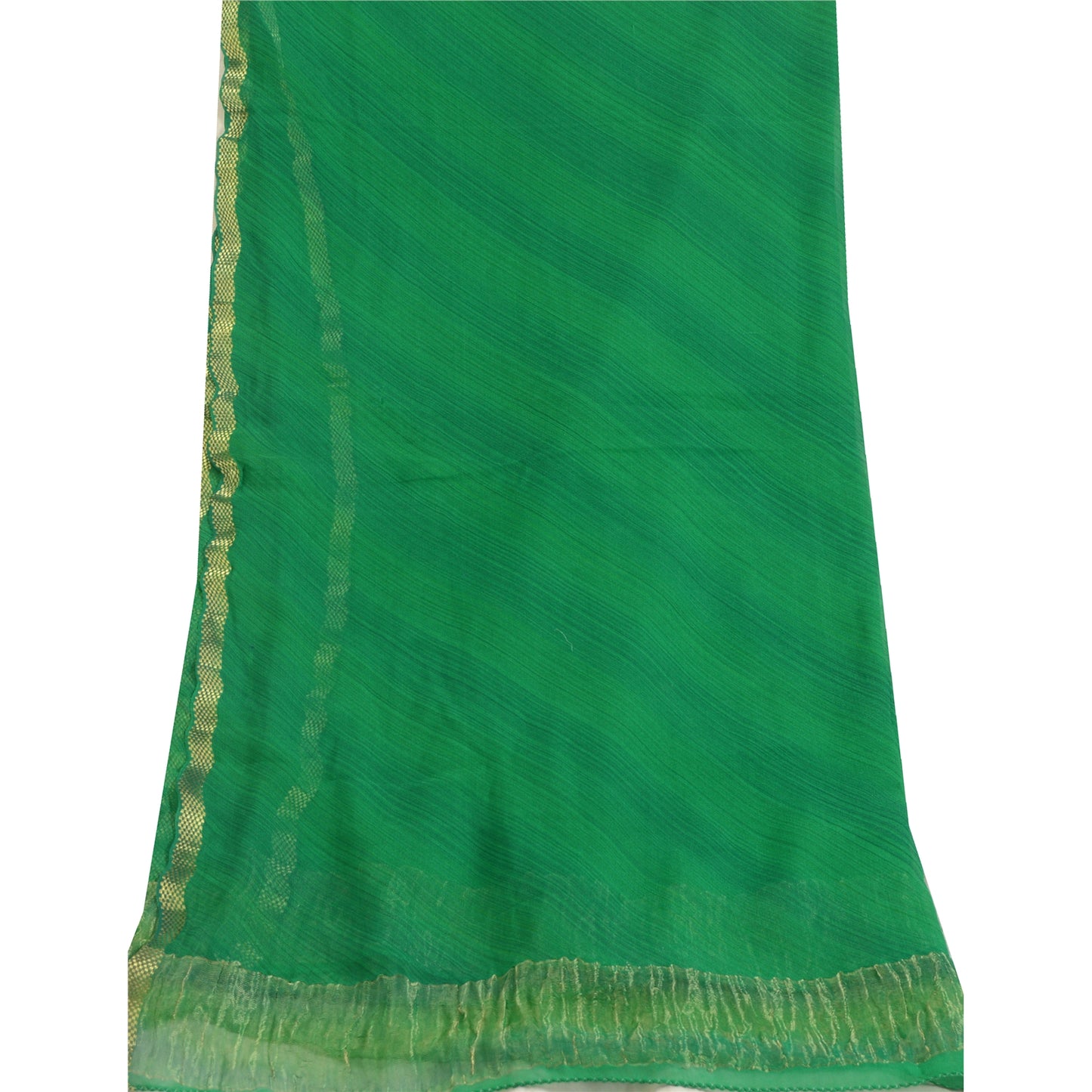 Sanskriti Vintage Green Long Dupatta/Stole Pure Georgette Silk Woven Zari Veil