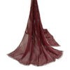 Санскрити Винтаж темно-красный длинный дупатта/палантин из чистого шелка-жоржета ручной работы