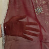 Санскрити Винтаж темно-красный длинный дупатта/палантин из чистого шелка-жоржета ручной работы