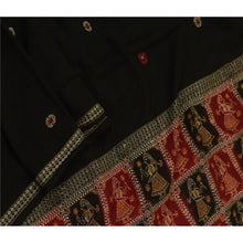 Load image into Gallery viewer, Sanskriti Vintage Black Blend Cotton Dupatta Long Stole Woven Baluchari Scarves
