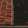 Sanskriti Vintage Black Blend Cotton Dupatta Long Stole Woven Baluchari Scarves