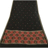 Sanskriti Vintage Black Blend Cotton Dupatta Long Stole Woven Baluchari Scarves