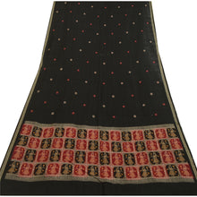 Load image into Gallery viewer, Sanskriti Vintage Black Blend Cotton Dupatta Long Stole Woven Baluchari Scarves
