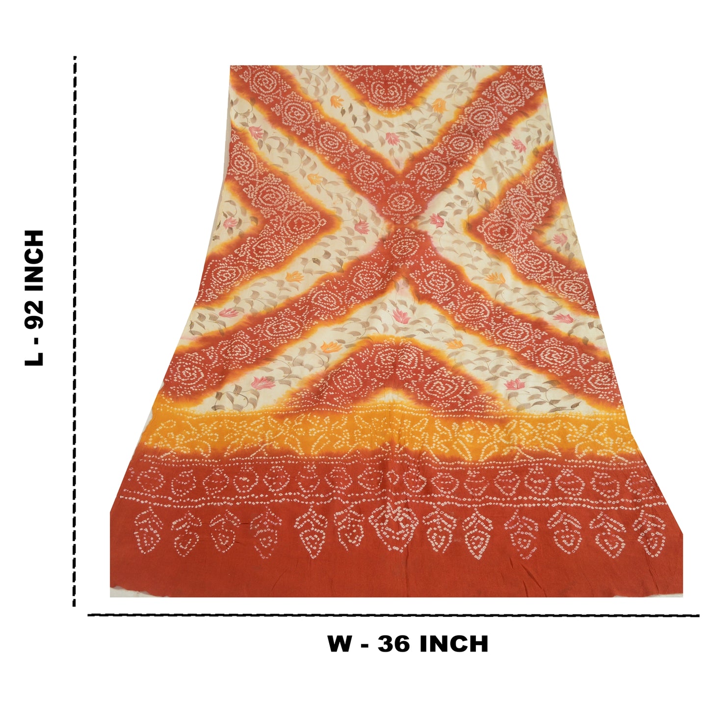 Санскритский винтажный индийский длинный палантин дупатта из 100% чистого шелка, рабочие шарфы-бандхани