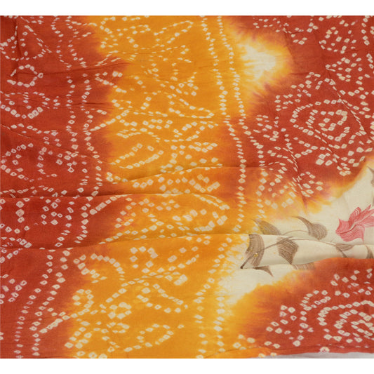 Sanskriti Vintage Indian Long Dupatta Stole 100% Pure Silk Bandhani Work Scarves