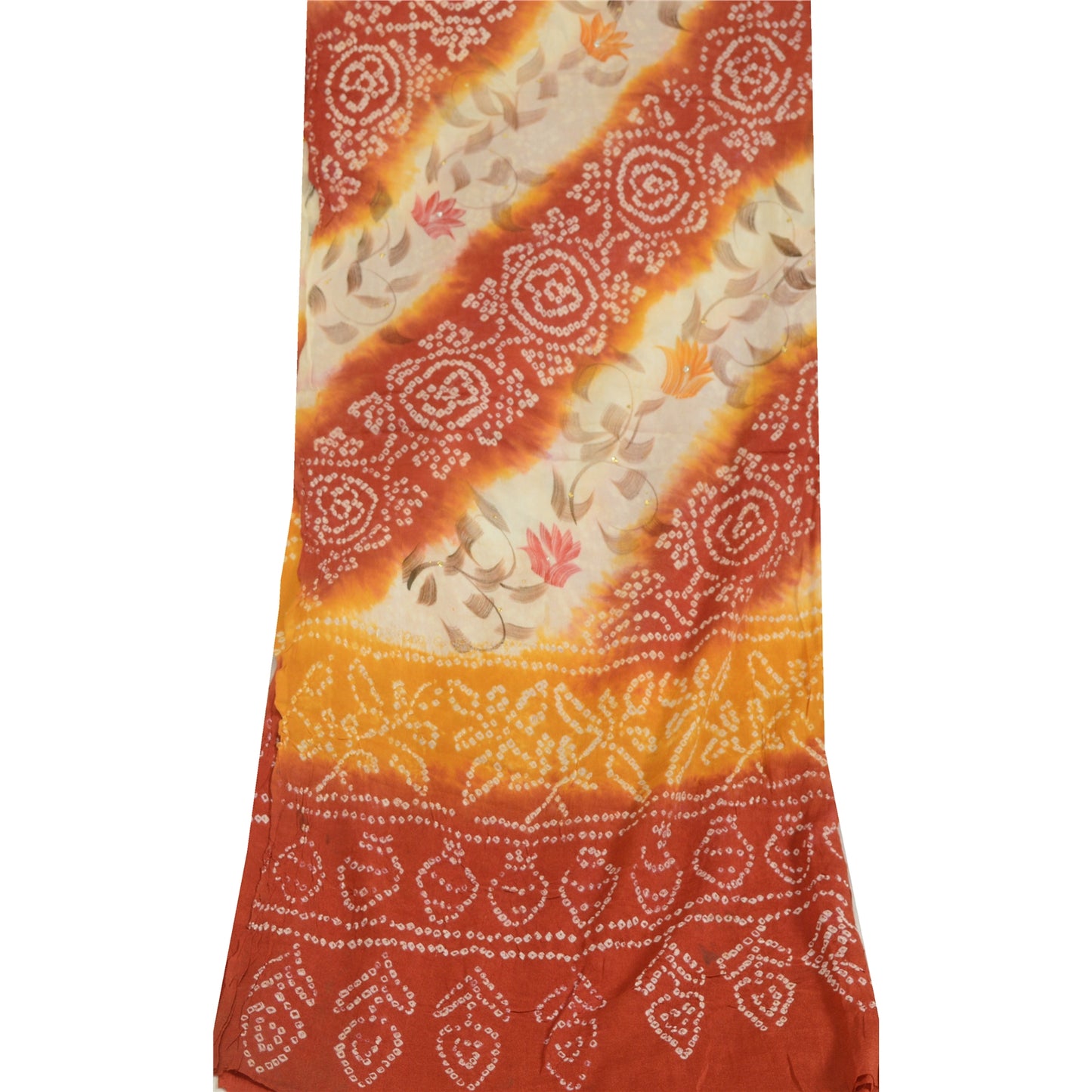 Санскритский винтажный индийский длинный палантин дупатта из 100% чистого шелка, рабочие шарфы-бандхани