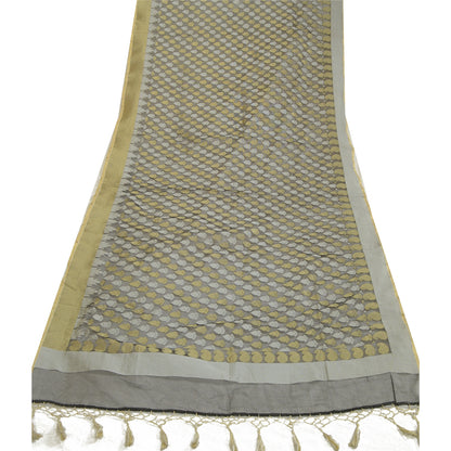 Sanskriti Vintage Black Long Dupatta Stole Net Mesh Veil Woven Wrap Scarves