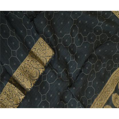 Sanskriti Vintage Grey Dupatta Long Stole Pure Silk Hijab Printed Soft Scarves